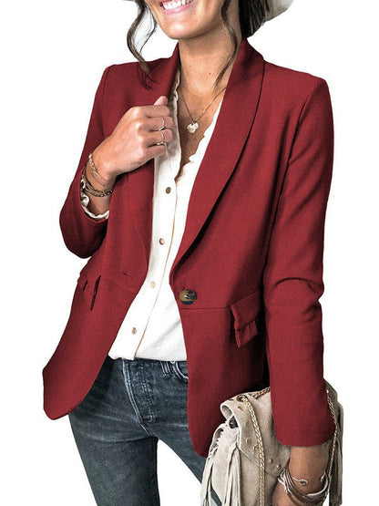 Elegant Pocket Pleated Suit Jacket for Stylish Women