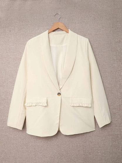 Elegant Pocket Pleated Suit Jacket for Stylish Women