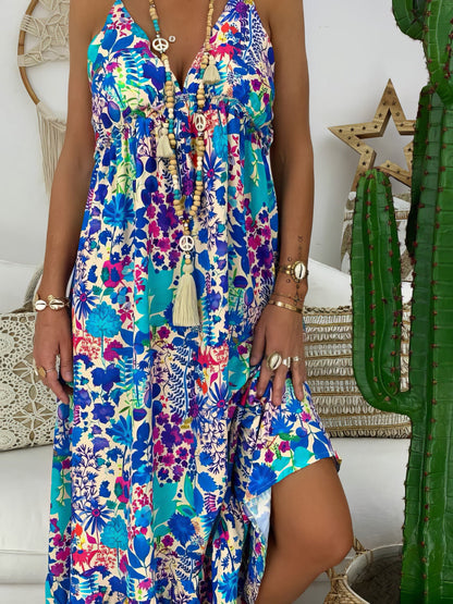 Elegant Printed Sling Maxi Dress