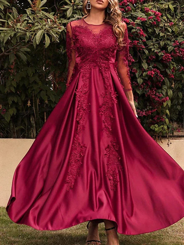 Elegant Red Lace Maxi Dress for Women - Perfect for Winter Events and Valentine's Day