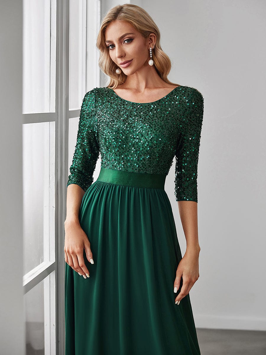 Elegant Sequined A-Line Evening Gown