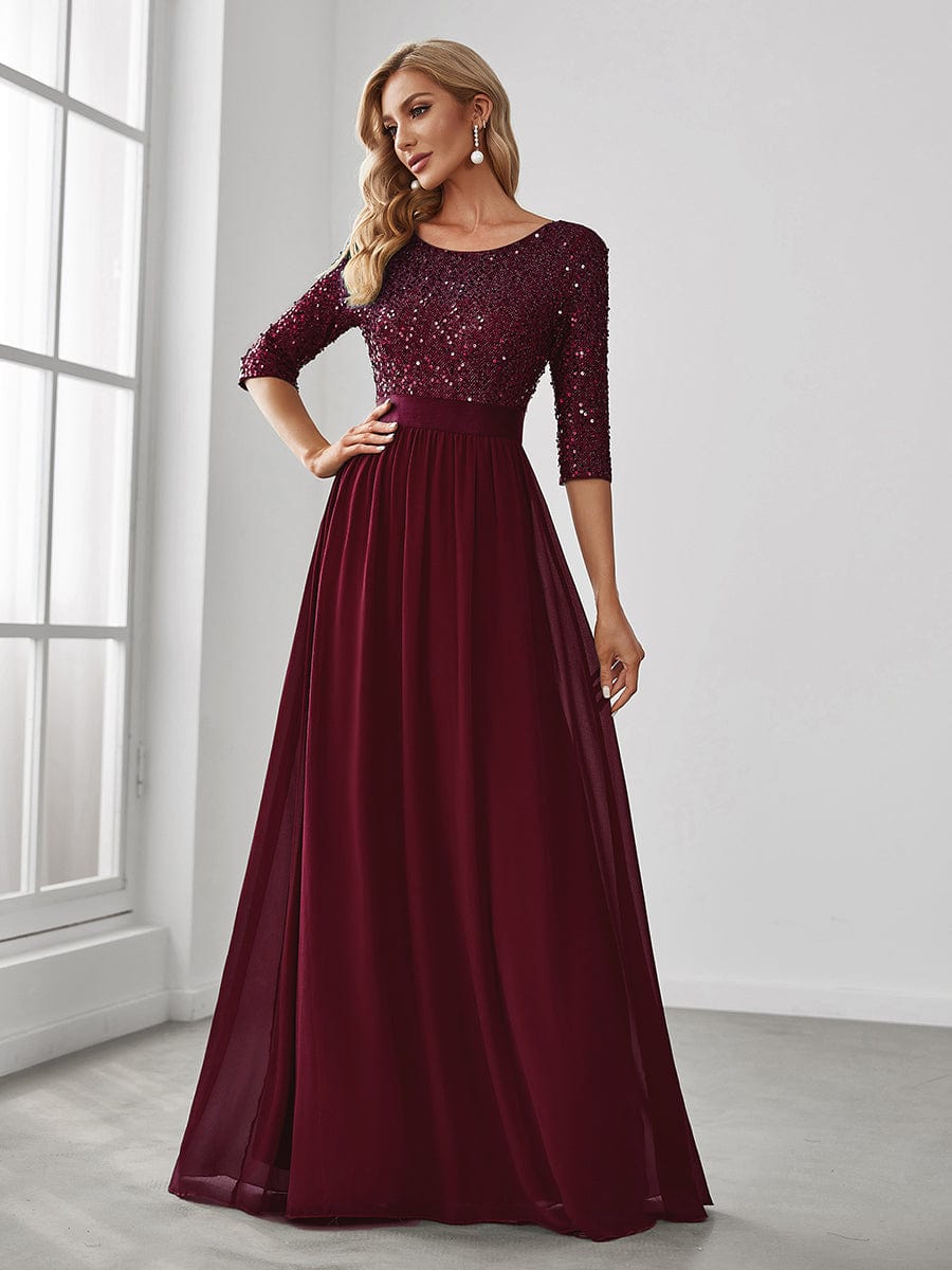 Elegant Sequined A-Line Evening Gown