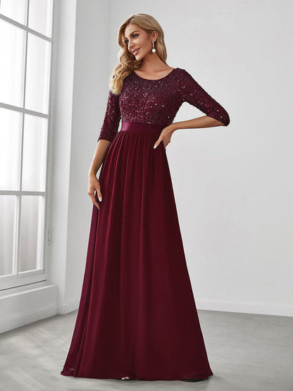 Elegant Sequined A-Line Evening Gown