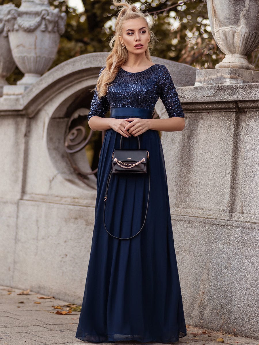 Elegant Sequined A-Line Evening Gown