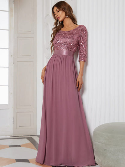 Elegant Sequined A-Line Evening Gown