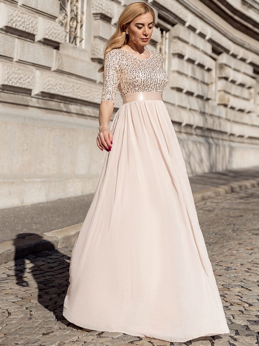 Elegant Sequined A-Line Evening Gown