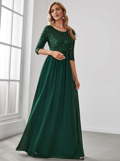 Elegant Sequined A-Line Evening Gown