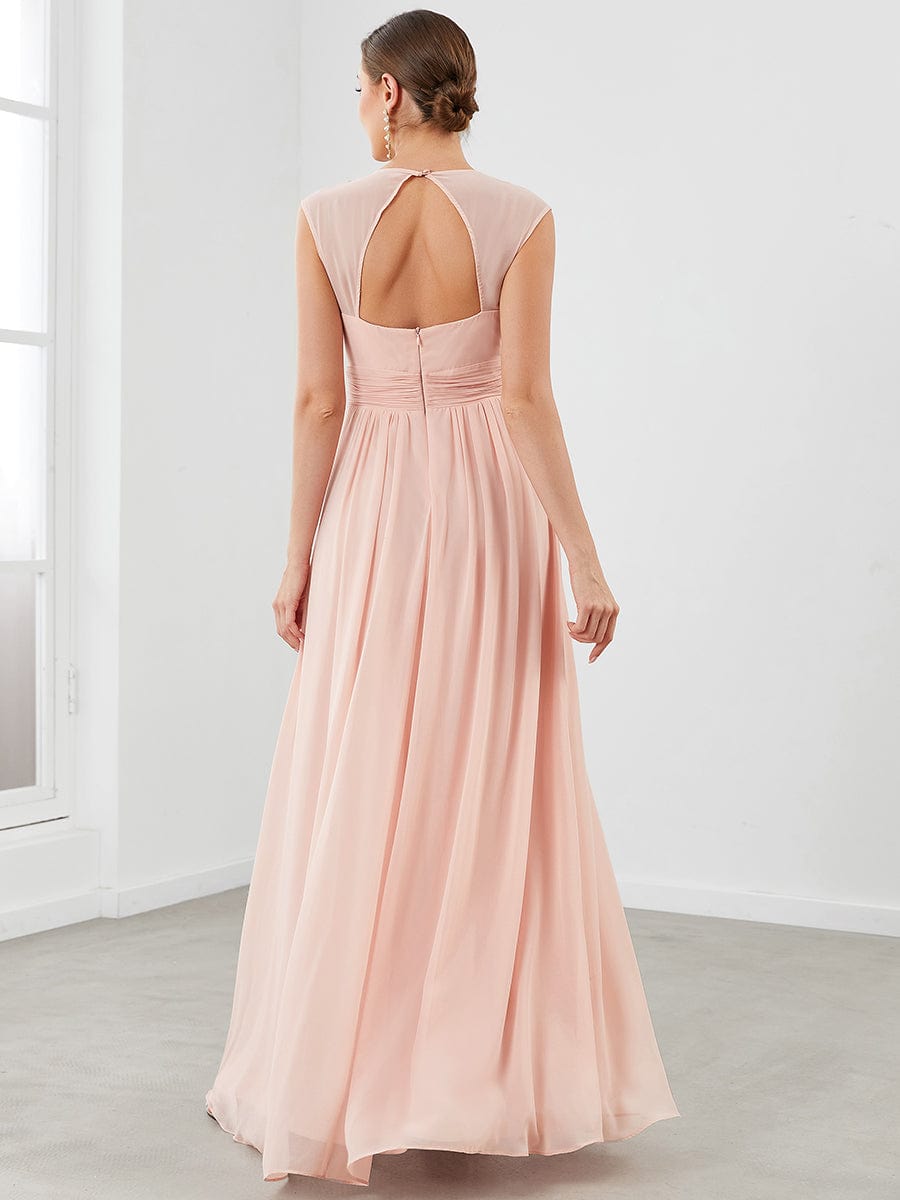 Elegant V Neck A-Line Bridesmaid Dress with Waist Belt