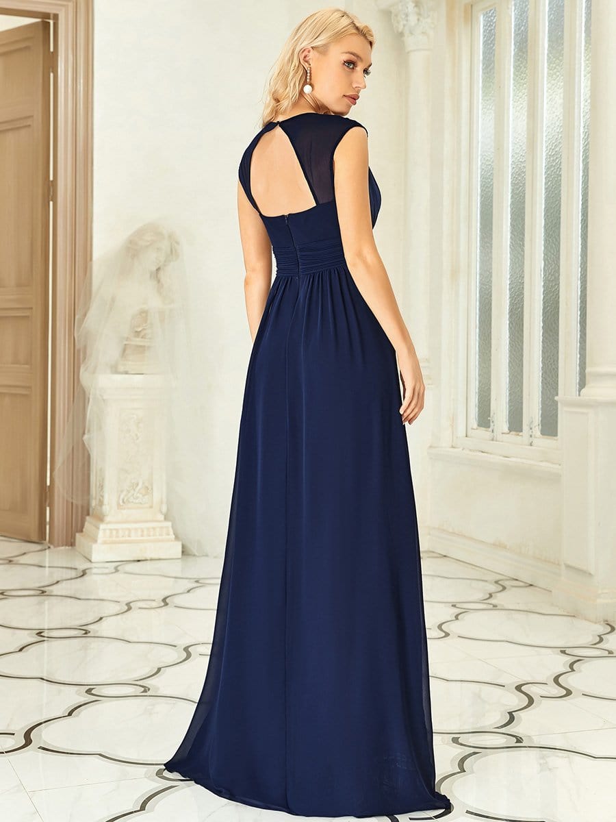 Elegant V Neck A-Line Bridesmaid Dress with Waist Belt