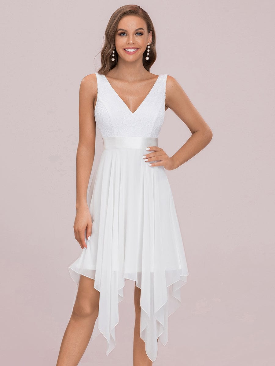 Elegant V-Neck Lace Chiffon A-Line Homecoming Prom Dress for Women