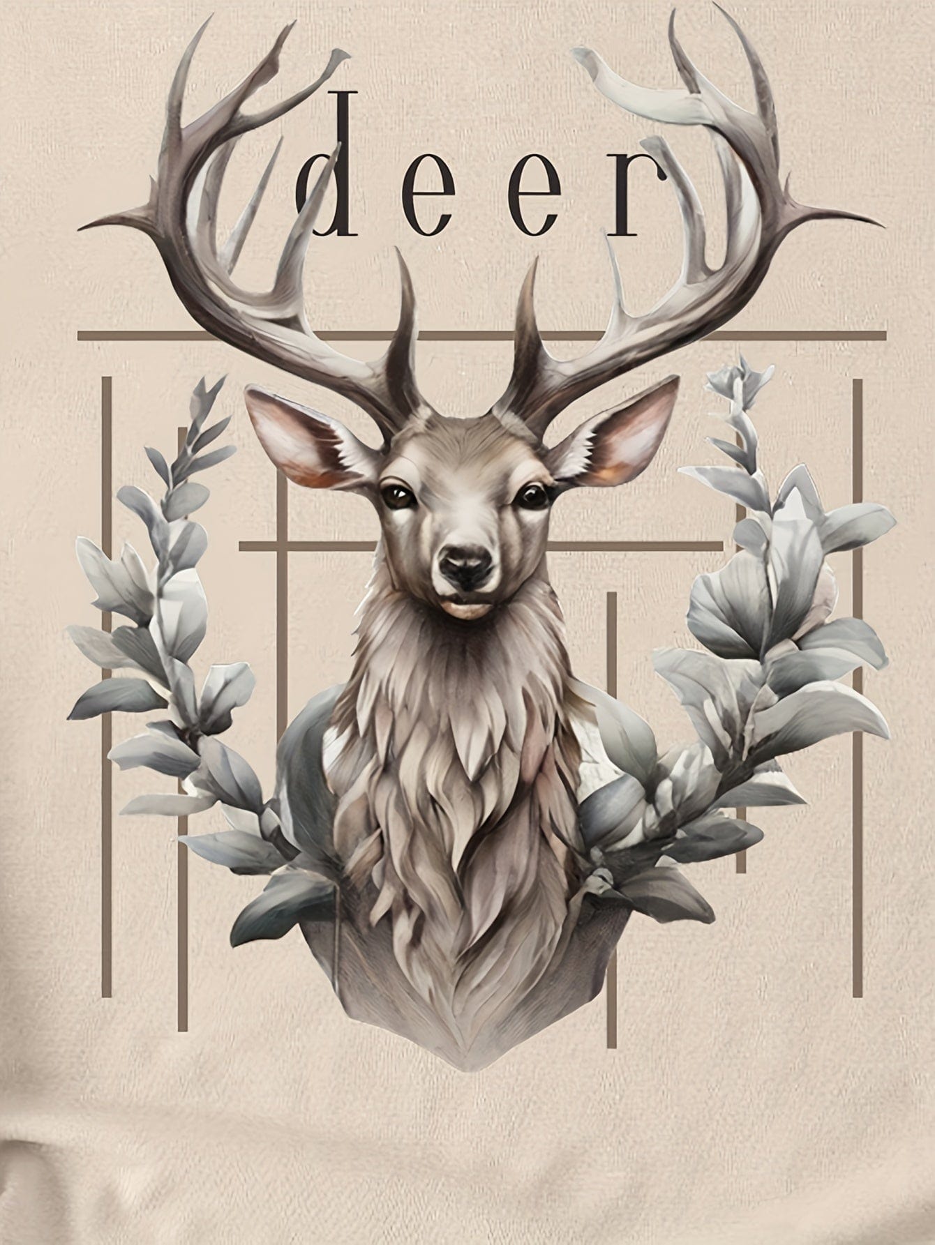 Elk Printed Tee, Women's Crew Neck Casual Top for Spring & Summer