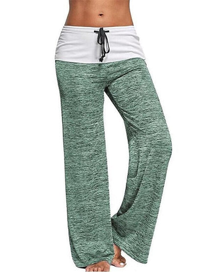 Winter-Ready Patchwork Yoga Pants for Women - Quick Dry Wide-leg Trousers for Outdoor Fitness