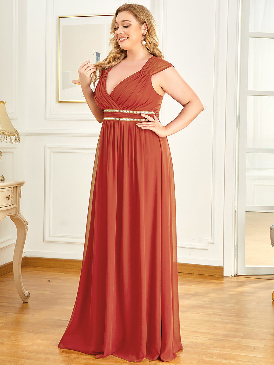 Plus Size Sleeveless Floor Length V Neck Wholesale Bridesmaid dresses