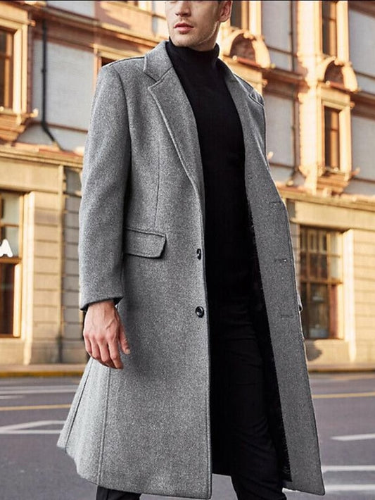 Winter Ready Men's Long Trench Coat - Stylish Outerwear for Cold Weather