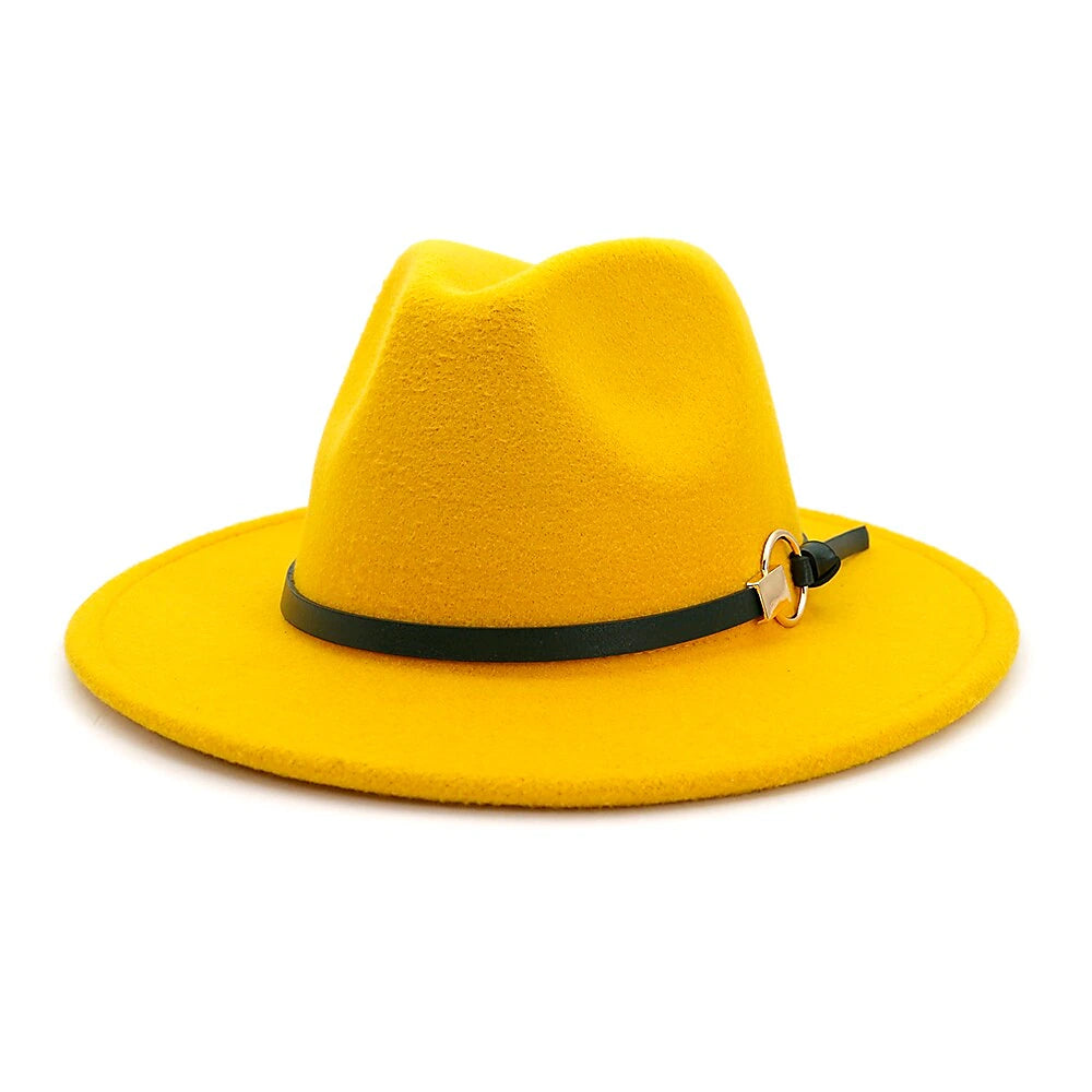 Black and Yellow Men's Winter Fedora Hat for Outdoor Activities