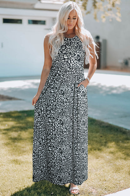 Boho Print Halterneck Sleeveless Dress