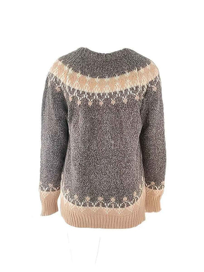 Fair Isle Knit Crew Neck Winter Sweater for Women
