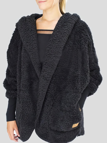 Fashion Furry Hooded Pocket Coat