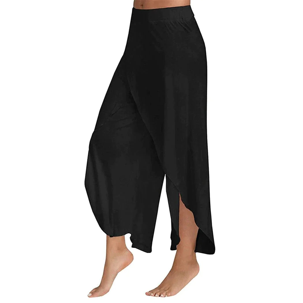 Fashion Leisure Trousers in Trumpet Long Pant Style, High Waisted, Back Zip-up Closure, Black/White, S M Summer Spring & Fall
