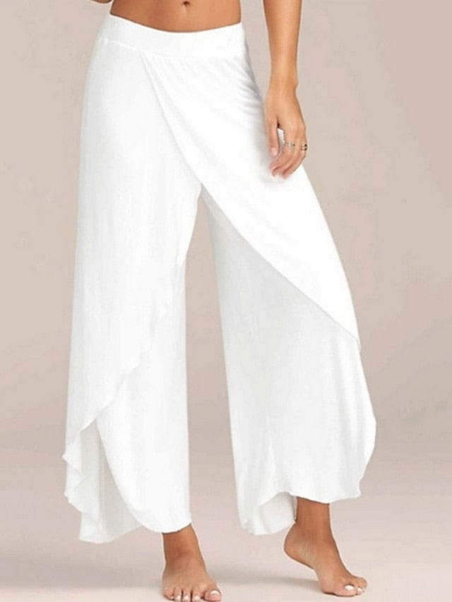 Fashion Leisure Trousers in Trumpet Long Pant Style, High Waisted, Back Zip-up Closure, Black/White, S M Summer Spring & Fall