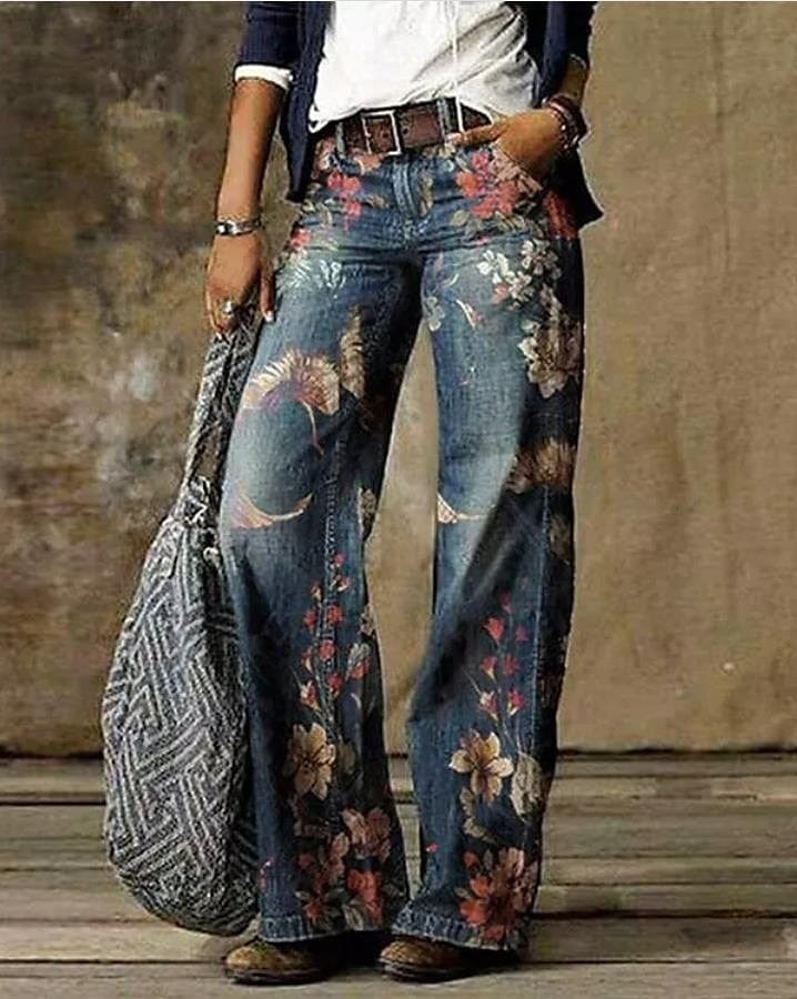 Faux Leather High-Waisted Leggings with Floral Print