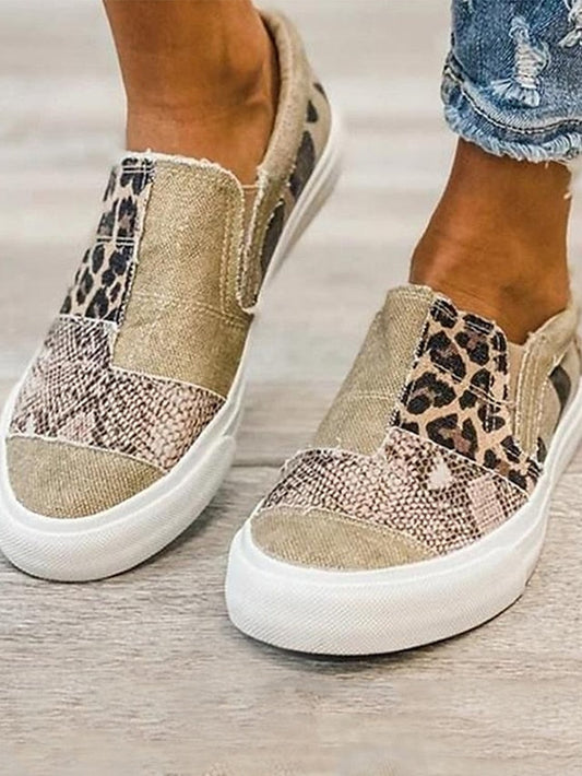 Animal Print Slip-on Canvas Sneakers for Women: Stylish Office & Outdoor Shoes