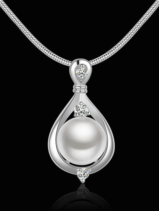 1PC Pendant Necklace Necklace For Women's Pearl White Gift Daily Alloy Classic Drop - LuckyFash™