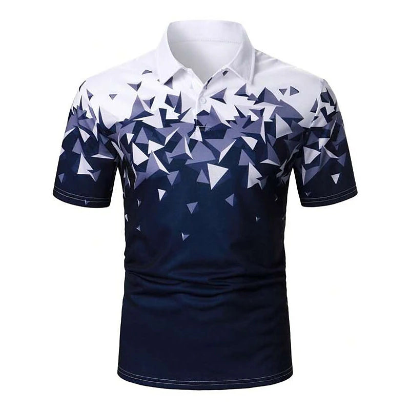 Men's Polo Shirt Lapel Polo Button Up Polos Golf Shirt Graphic Prints Geometry Argyle Turndown Black Red Navy Blue Blue Purple Outdoor Street Short Sleeves Print Clothing Apparel Sports Fashion