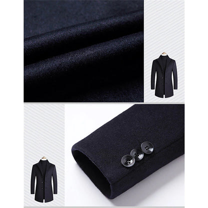 Stylish Men's Wool Trench Coat for Fall & Winter Fashion