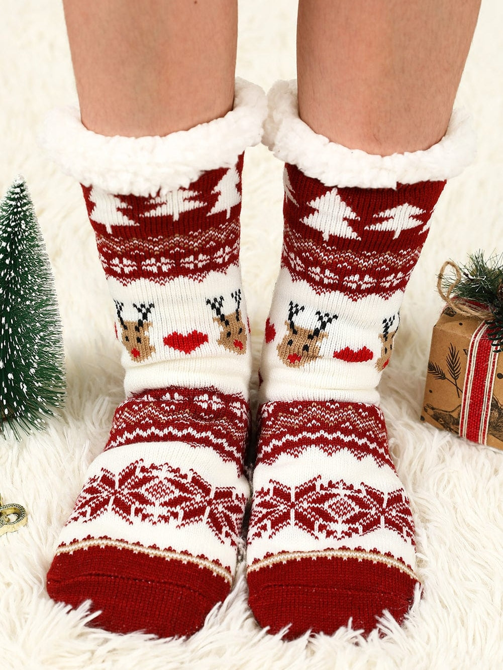 Festive Santa Claus Christmas Fleece Socks