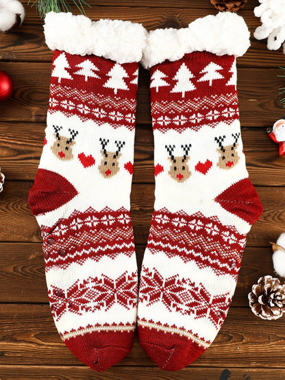 Festive Santa Claus Christmas Fleece Socks