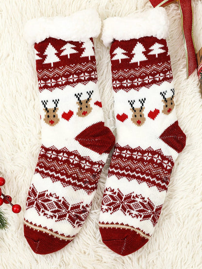 Festive Santa Claus Christmas Fleece Socks