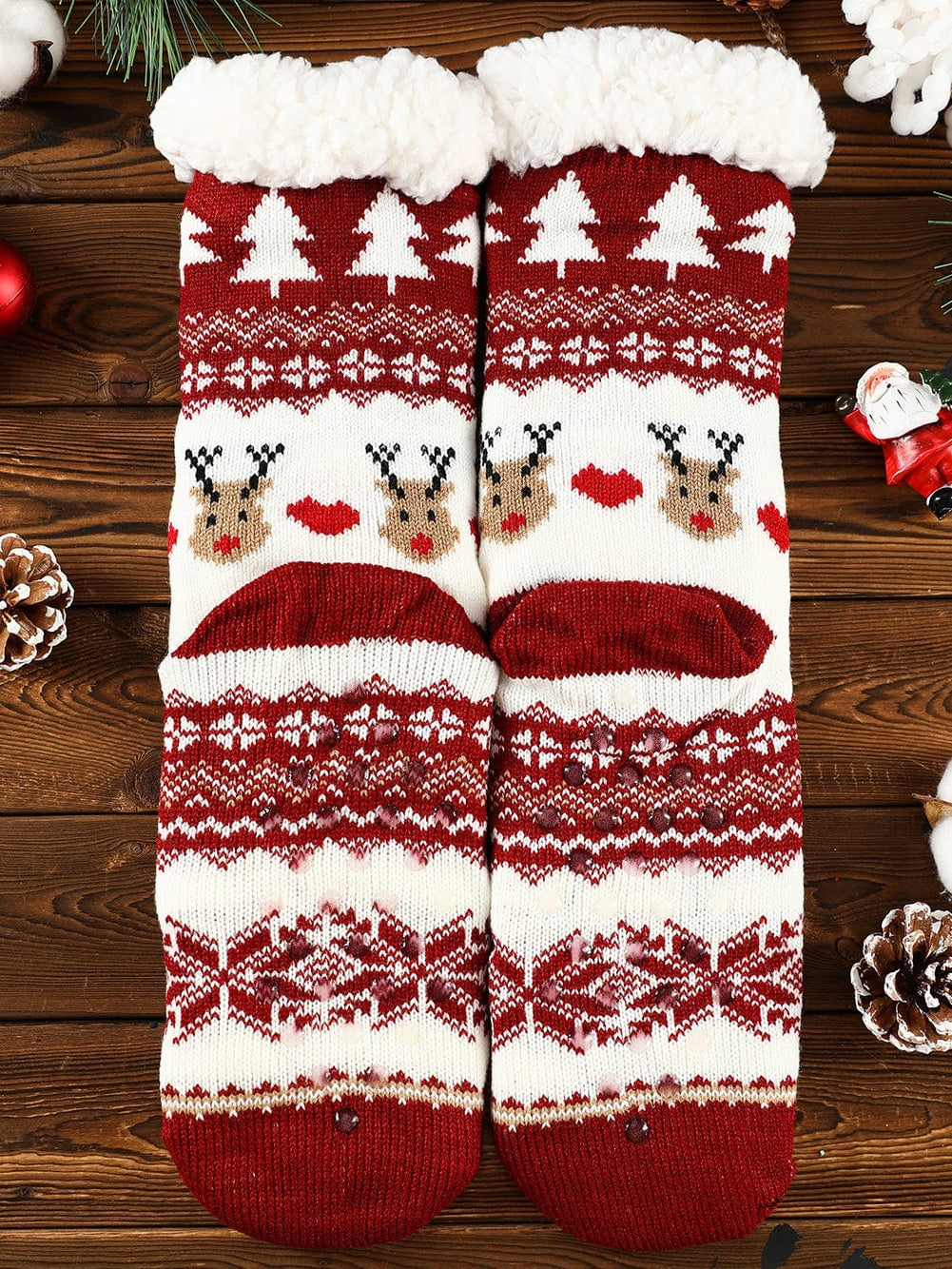 Festive Santa Claus Christmas Fleece Socks