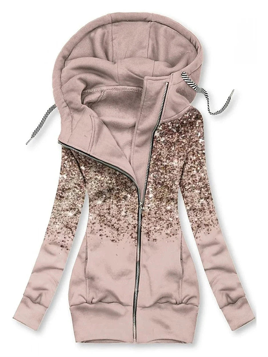 Floral Butterfly Zip Up Hoodie for Women