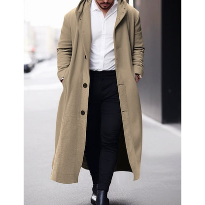 Winter Stylish Men's Hooded Trench Coat - Outdoor Apparel for Fall & Winter