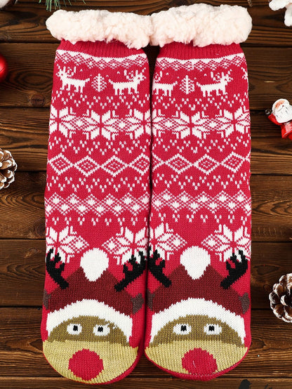 Fiery Red Christmas Flake Thermal Socks