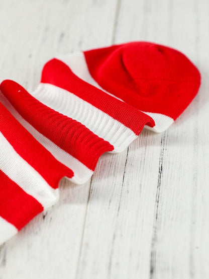 Fiery Red USA Star and Striped Pattern Crew Socks