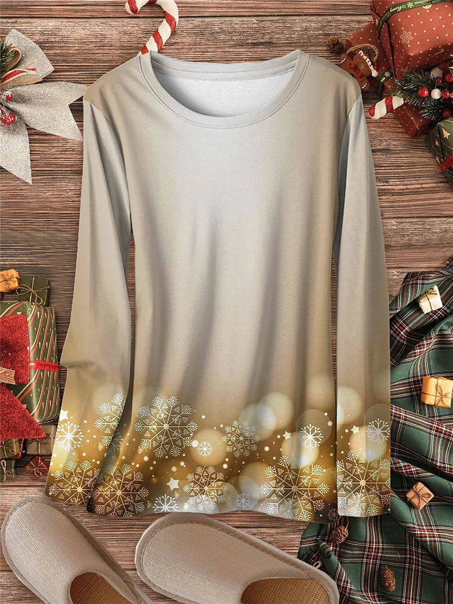 Stay Cozy this Holiday Season with Women's Snowflake Christmas Pajama Top