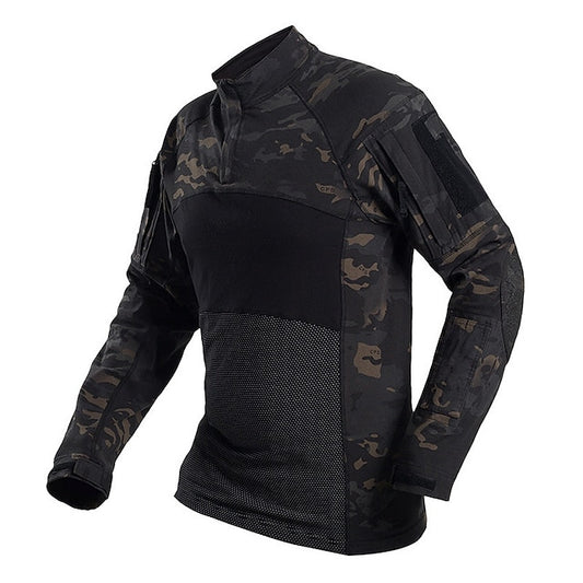 Men's Combat Shirt Tactical Military Shirt Camo / Camouflage Long Sleeve Outdoor Summer Autumn Multi-Pockets Breathable Quick Dry Sweat wicking Top Cotton Hunting Military Training Combat CP Color