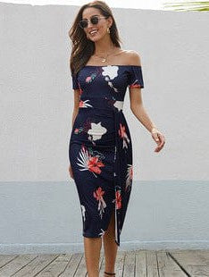 Floral Princess V Neck Dress with High Waist Silhouette