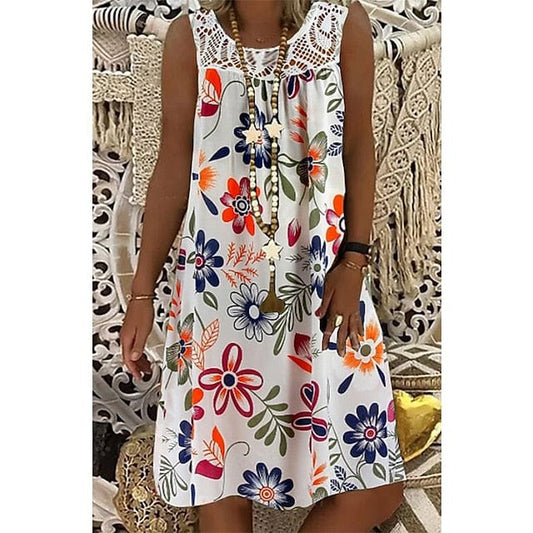 Floral Print Sleeveless Shift Dress for Women in Multiple Colors and Sizes