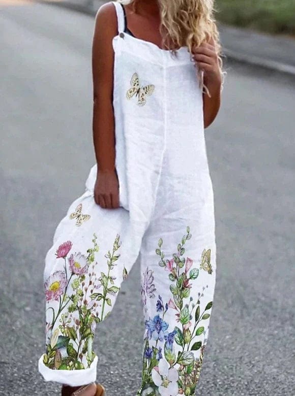 Floral Print Women's Casual Summer Jumpsuit with Adjustable Straps