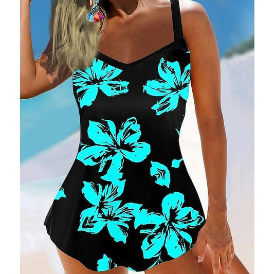 Floral Swim Dress and Tankini Set – Plus Size Summer Swimsuit