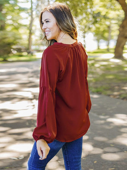 Flowy Chiffon Long Sleeve Plus Size Women's Top