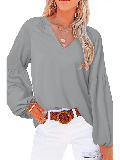 Flowy Chiffon Long Sleeve Plus Size Women's Top