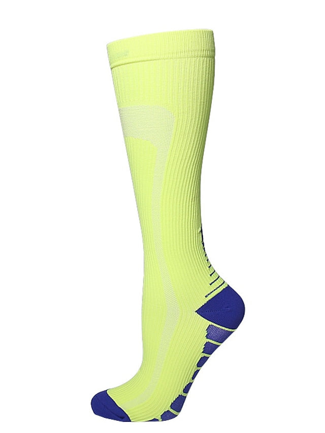 Men's Women's Compression Socks Outdoor Sports Hiking Socks Football Soccer Socks for Men Women Breathable Soft Lightweight Socks for Fishing Climbing Beach Black Grey Fluorescent Yellow Green - LuckyFash™