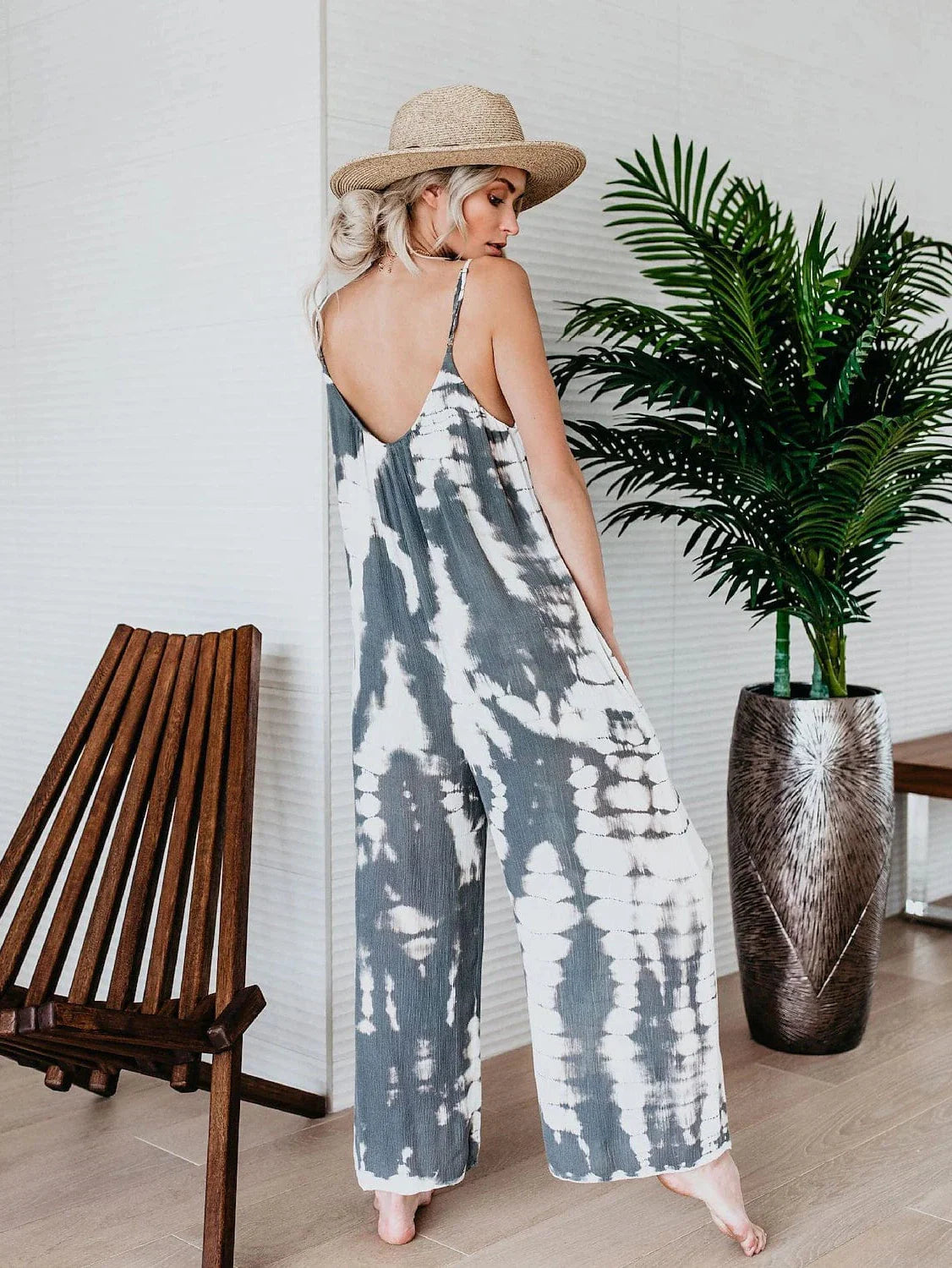 Tie Dye V Neck Fall Jumpsuits for Women