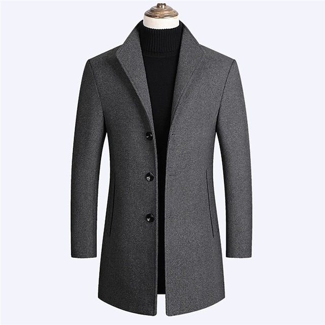 Stylish Men's Wool Trench Coat for Fall & Winter Fashion