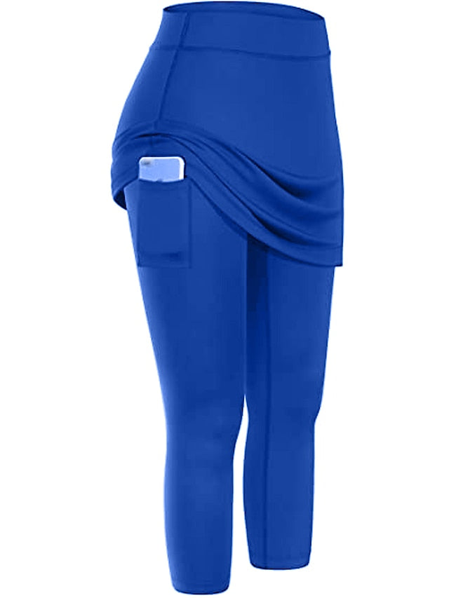 2-in-1 Women's Running Skirt Leggings with Phone Pocket - Athletic Base Layer