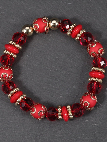 Women's Ethnic Style Heart Bracelets & Bangles Set - Imitation Pearl in Black and Red for Fall/Winter